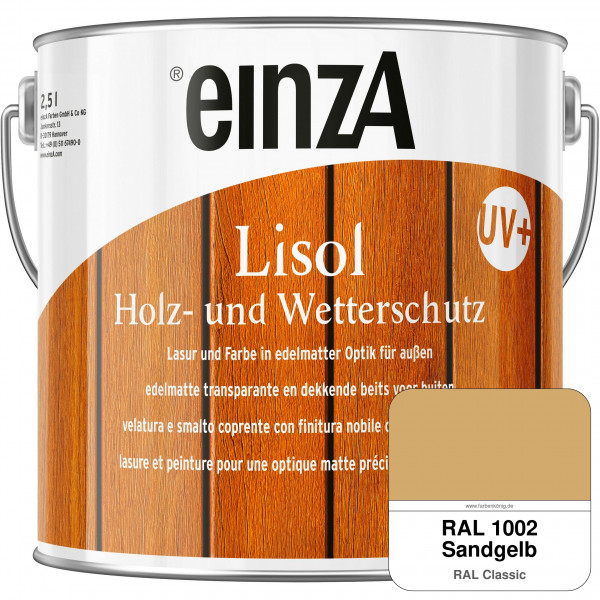 einzA Lisol Holz- und Wetterschutz Lasur und Farbe (RAL 1002 Sandgelb)