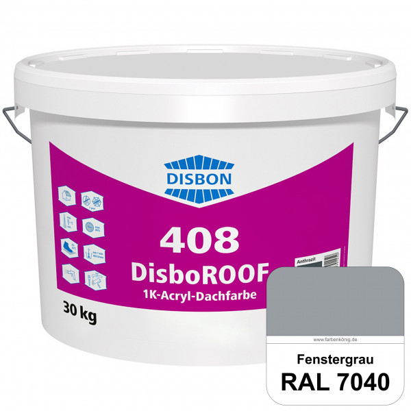 DisboROOF 408 1K-Acryl-Dachfarbe (RAL 7040 Fenstergrau) Elastische Reinacrylatbeschichtung für Beton