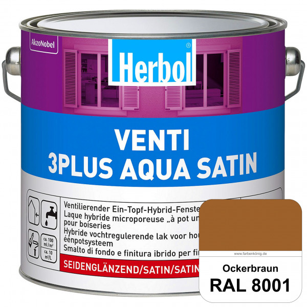 Venti 3Plus Aqua Satin (RAL 8001 Ockerbraun) wasserbasierter & feuchtigkeitregulierender Ein-Topf-Fe