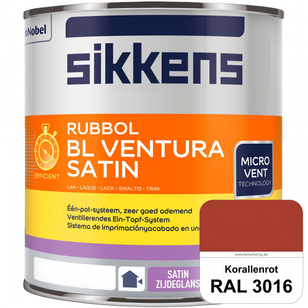 Rubbol BL Ventura Satin (RAL 3016 Korallenrot) Seidenglanzlack (wasserbasiert) Fenster außen