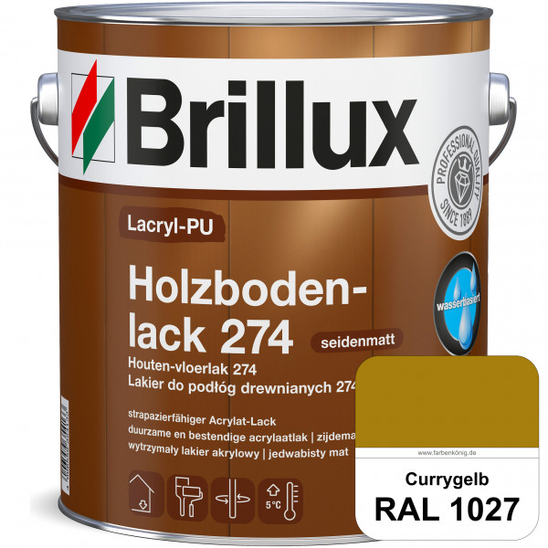 Lacryl-PU Holzbodenlack 274 (RAL 1027 Currygelb) hochwertige & widerstandsfähige, deckende Versiegel