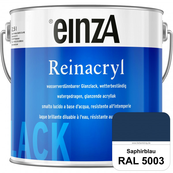 einzA Reinacryl (RAL 5003 Saphirblau) wetterbeständige glänzende Acryl-PU-Lackfarbe