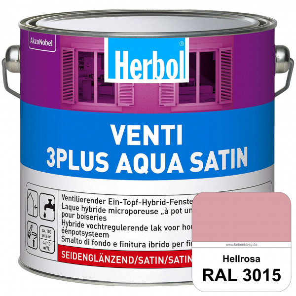 Venti 3Plus Aqua Satin (RAL 3015 Hellrosa) wasserbasierter & feuchtigkeitregulierender Ein-Topf-Fens