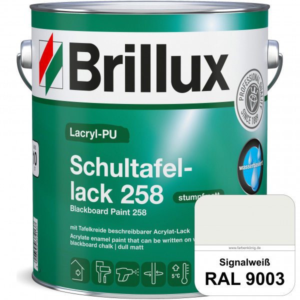 Lacryl-PU Schultafellack 258 (RAL 9003 Signalweiß) wasserbasierter und matter Schultafellack (innen)