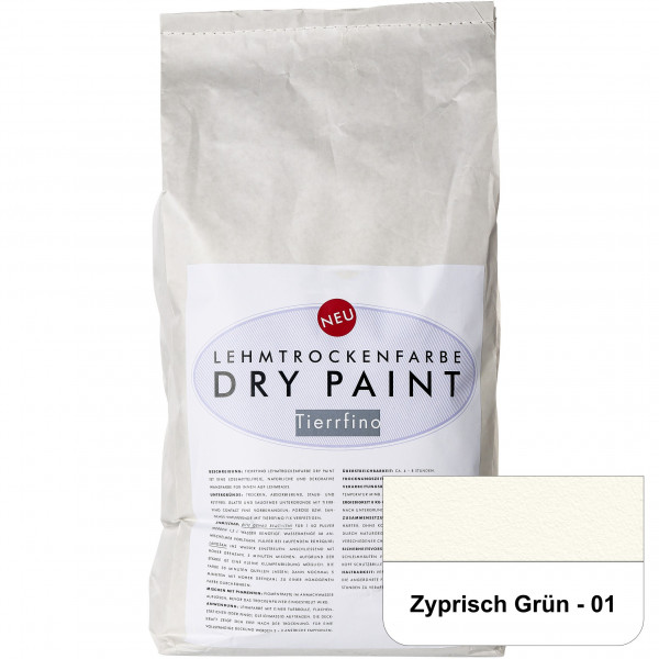 DRY-PAINT Lehmtrockenfarbe - Zyprisch Grün - 01