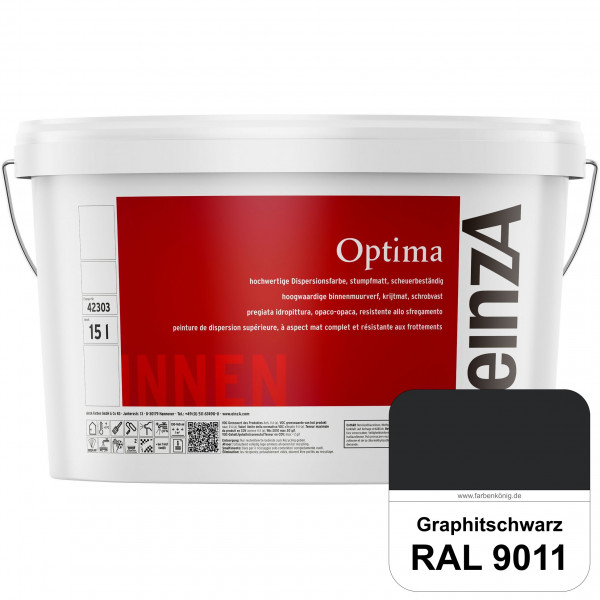 einzA Optima (RAL 9011 Graphitschwarz) Stumpfmatte Dispersionsfarbe für hochwertige Anstriche