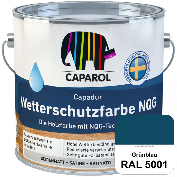 Capadur Wetterschutzfarbe NQG (RAL 5001 Grünblau) Holzfarbe mit NQG-Technologie wasserbasiert für au