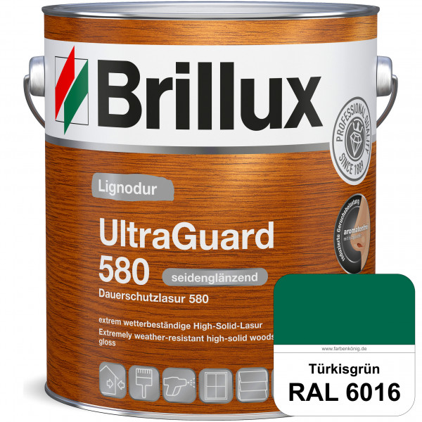 Lignodur UltraGuard 580 (Dauerschutzlasur 580) RAL 6016 Türrkisgrün