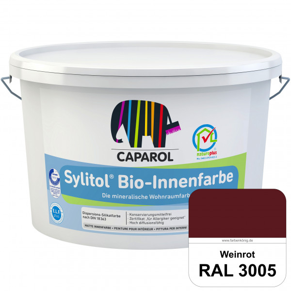 Sylitol® Bio-Innenfarbe (RAL 3005 Weinrot) Innenfarbe auf Silikatbasis  für Allergiker