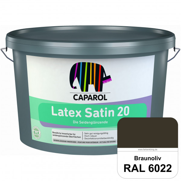 Latex Satin 20 (RAL 6022 Braunoliv) strapazierfähige seidenglänzende Latexfarbe (Innen)