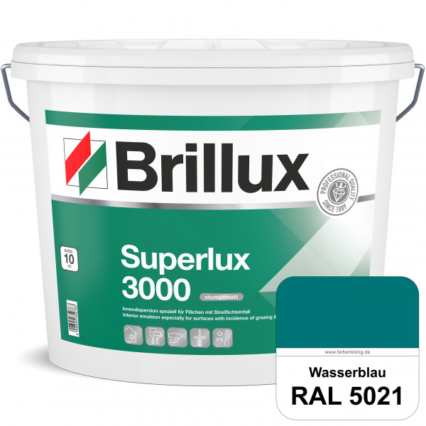 Superlux 3000 (RAL 5021 Wasserblau) hoch deckende stumpfmatte Innen-Dispersionsfarbe - streiflichtun
