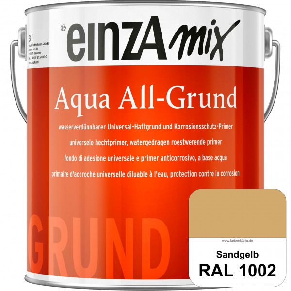 einzA Aqua All-Grund (RAL 1002 Sandgelb) Wasserverdünnbarer Haftgrund & Korrosionsschutz-Primer