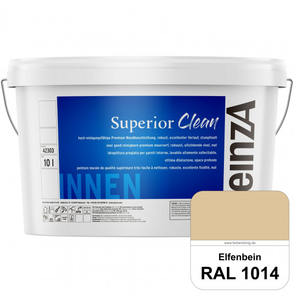 einzA Superior Clean (RAL 1014 Elfenbein) Hoch reinigungsfähige, stumpfmatte Premium-Wandbeschichtun