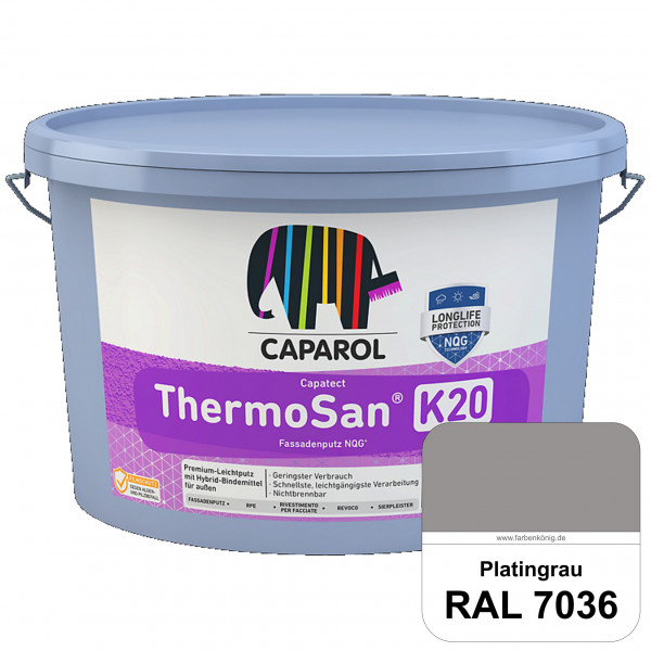 Capatect ThermoSan® Fassadenputz NQG® (R 30) (RAL 7036 Platingrau) Reibeputz-Struktur in Körnung 3 m