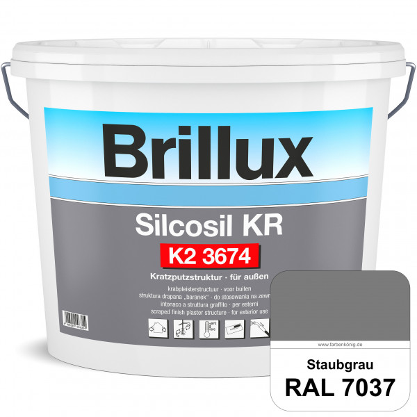 Silcosil KR K2 3674 (RAL 7037 Staubgrau) siliconverstärkter Dekorputz, Kratzputzstruktur, wetterbest