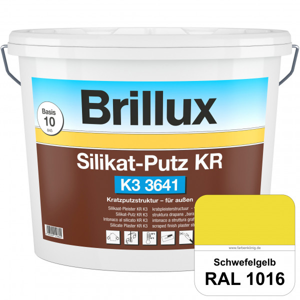 Silikat-Putz KR K3 3641 (RAL 1016 Schwefelgelb) Dekorativer Kratzputz auf Silikatbasis