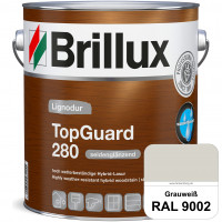 TopGuard 280 (RAL 9002 Grauweiß) wasserbasierte, wetterbeständige und seidenglänzende Hybridlasur (A