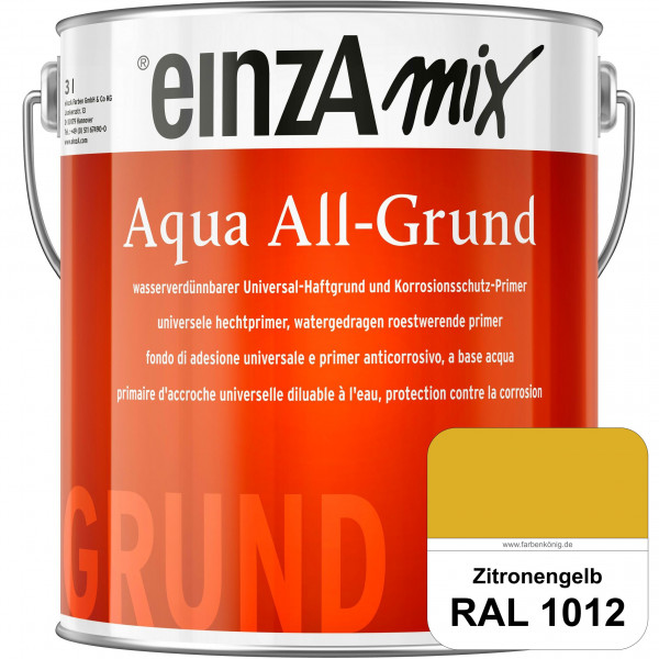 einzA Aqua All-Grund (RAL 1012 Zitronengelb) Wasserverdünnbarer Haftgrund & Korrosionsschutz-Primer