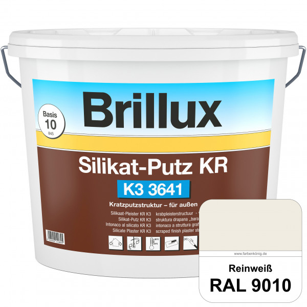 Silikat-Putz KR K3 3641 (RAL 9010 Reinweiß) Dekorativer Kratzputz auf Silikatbasis