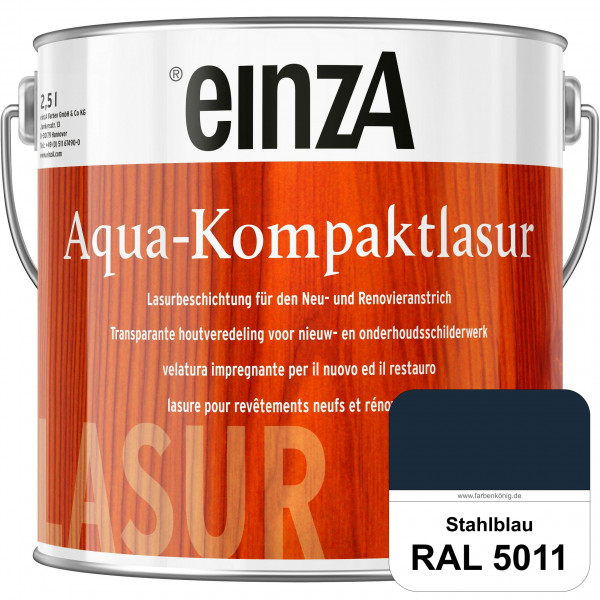 einzA Aqua-Kompaktlasur (RAL 5011 Stahlblau) wasserverdünnbare & feuchtigkeitsregulierende Lasurbesc