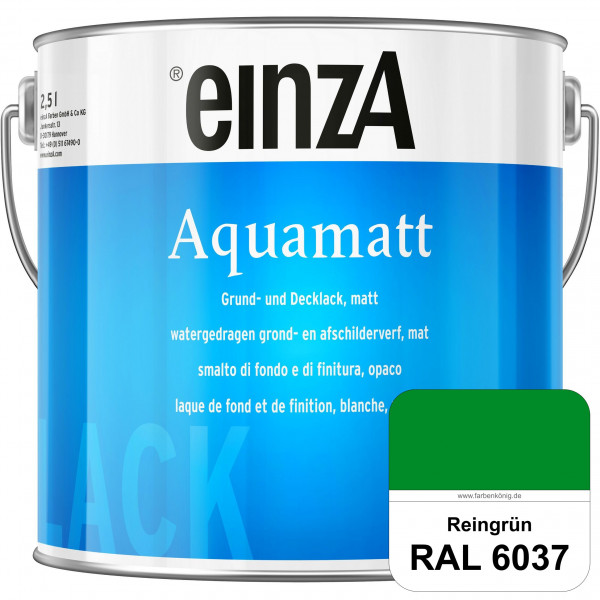 einzA Aquamatt (RAL 6037 Reingrün) Wasserverdünnbare Vorstreichfarbe & matte Lackfarbe