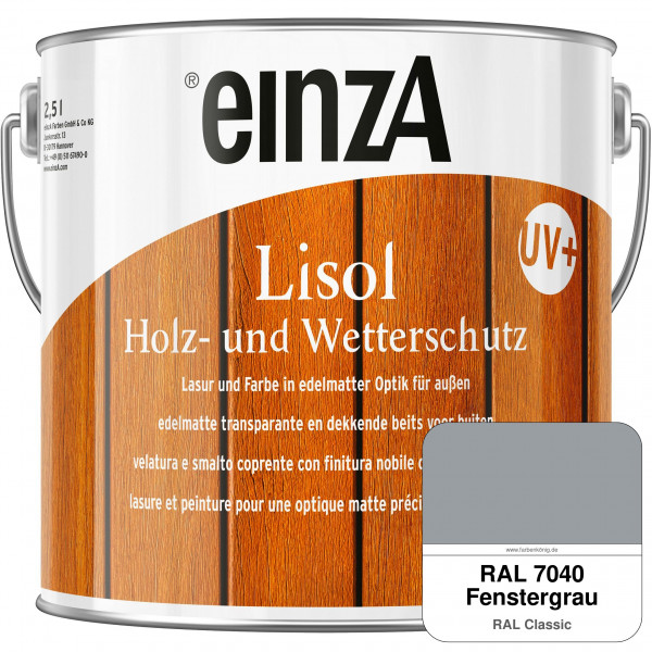 einzA Lisol Holz- und Wetterschutz Lasur und Farbe (RAL 7040 Fenstergrau)