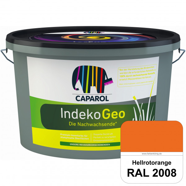 IndekoGeo (RAL 2008 Hellrotorange) Ressourcenschonende Premium Innenfarbe für stumpfmatte Oberfläche