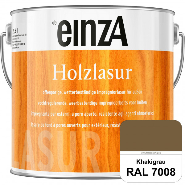 einzA Holzlasur (RAL 7008 Khakigrau) Offenporige Imprägnierlasur für Außen-Holzbauteile