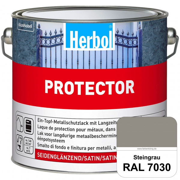 Protector (RAL 7030 Steingrau) Seidenglänzende Spezialbeschichtung für Eisen- und NE-Metalle (außen)