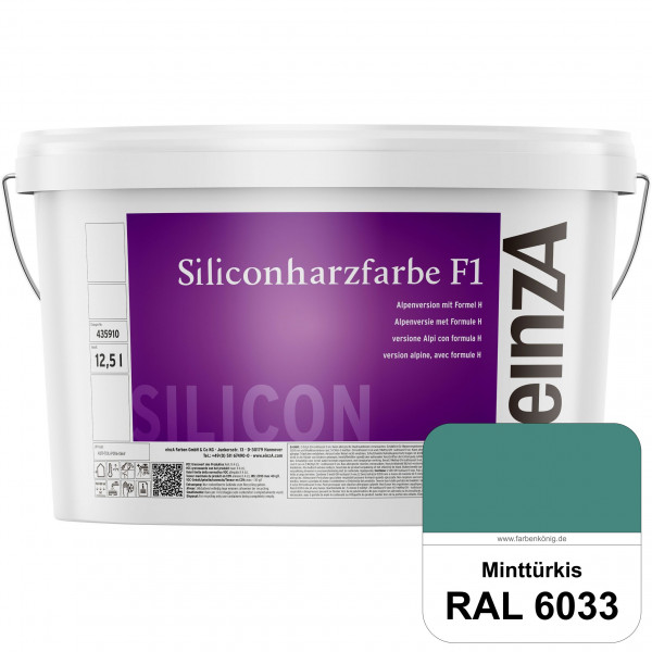 einzA Siliconharzfarbe F1 (RAL 6033 Minttürkis) Universal Siliconharz-Fassadenfarbe, kalkmatt, wette