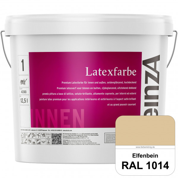einzA Latexfarbe Premium (RAL 1014 Elfenbein) Hochwertige scheuerbeständige seidenglänzende Latexfar