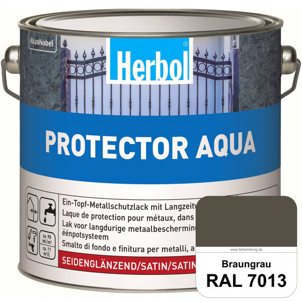 Protector Aqua (RAL 7013 Braungrau) Lack für Eisen, Stahl und NE-Metalle (Innen&Außen)