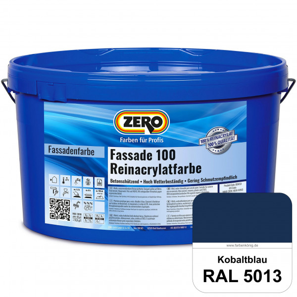Fassade 100 Reinacrylatfarbe (RAL 5013 Kobaltblau)