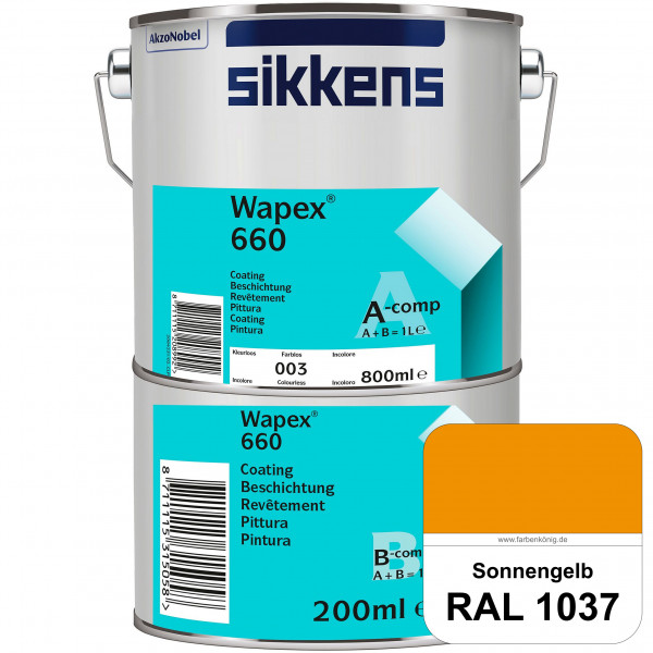 Wapex 660 Set (RAL 1037 Sonnengelb) seidenglänzende 2K-Epoxidharzlack für Böden & Wände (innen)