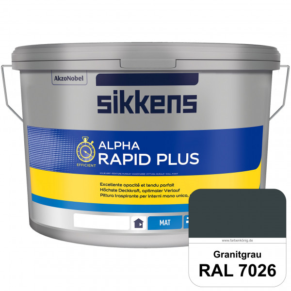 Alpha Rapid Plus (RAL 7026 Granitgrau) Hochwertige & stumpfmatte Wandfarbe für mittlere Belastungen