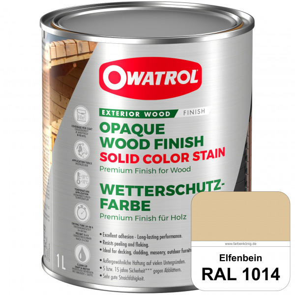 Solid Color Stain (RAL 1014 Elfenbein) deckende und matte Wetterschutzfarbe außen