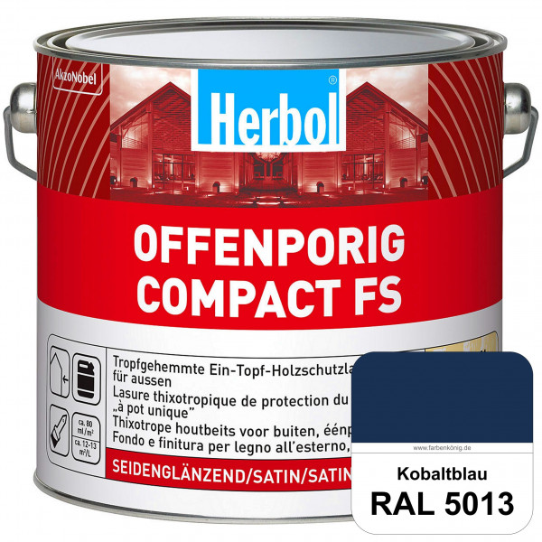 Offenporig Compact FS (RAL 5013 Kobaltblau) Rationelle & thixotrope Ein-Topf-Holzlasur (außen)