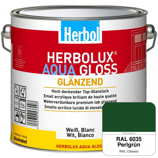 Herbolux Aqua Gloss (RAL 6035 Perlgrün) Wasserverdünnbarer Top-Glanzlack (Innen)