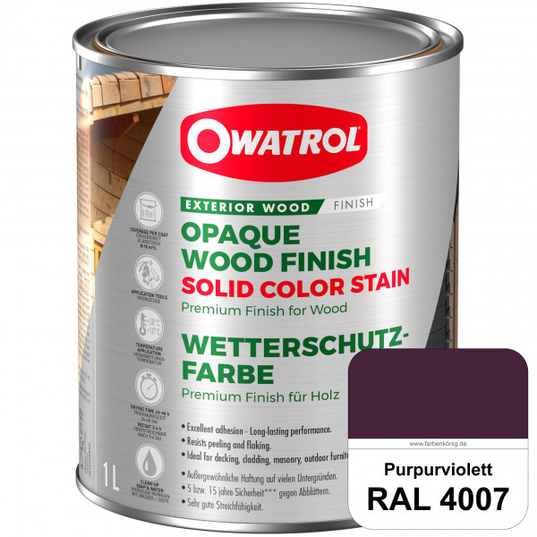 Solid Color Stain (RAL 4007 Purpurviolett) deckende und matte Wetterschutzfarbe außen