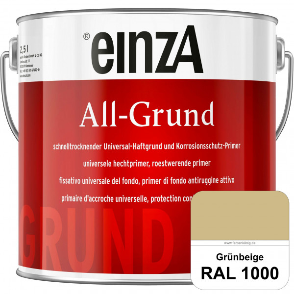 einzA All-Grund (RAL 1000 Grünbeige) Schnelltrocknender Haftgrund & Korrosionsschutz-Primer