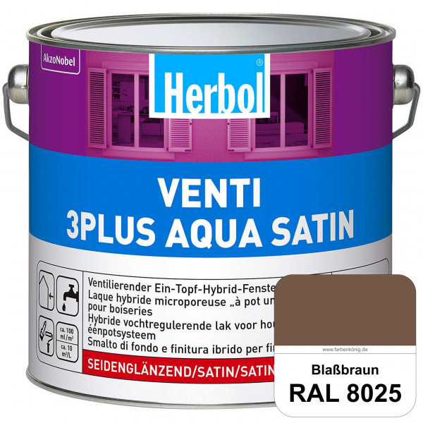 Venti 3Plus Aqua Satin (RAL 8025 Blassbraun) wasserbasierter & feuchtigkeitregulierender Ein-Topf-Fe