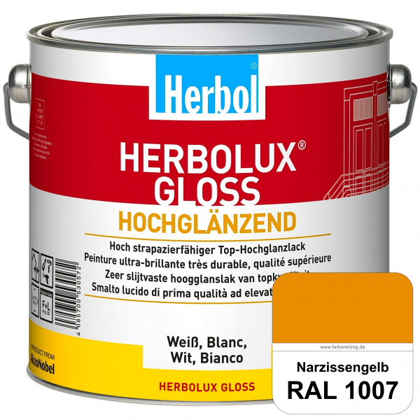 Herbolux Gloss (RAL 1007 Narzissengelb) strapazierfähiger Top-Hochglanzlack (lösemittelhaltig) für i