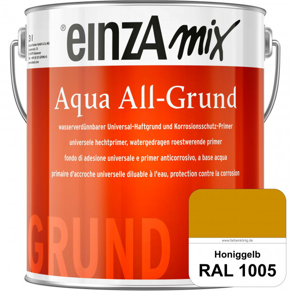 einzA Aqua All-Grund (RAL 1005 Honiggelb) Wasserverdünnbarer Haftgrund & Korrosionsschutz-Primer
