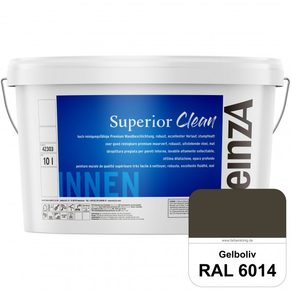 einzA Superior Clean (RAL 6014 Gelboliv) Hoch reinigungsfähige, stumpfmatte Premium-Wandbeschichtung