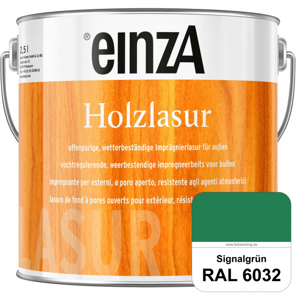 einzA Holzlasur (RAL 6032 Signalgrün) Offenporige Imprägnierlasur für Außen-Holzbauteile