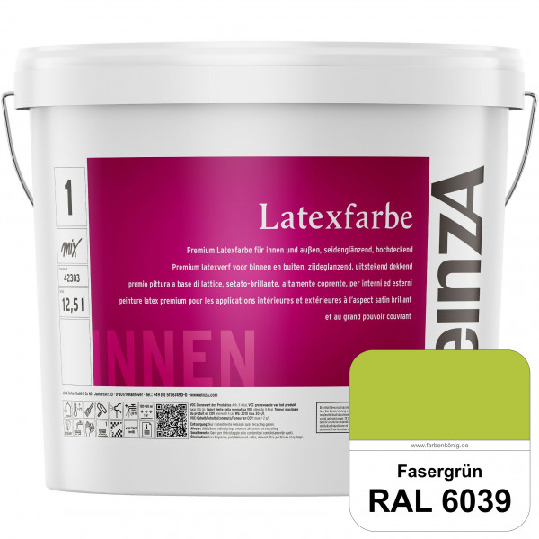 einzA Latexfarbe Premium (RAL 6039 Fasergrün) Hochwertige scheuerbeständige seidenglänzende Latexfar