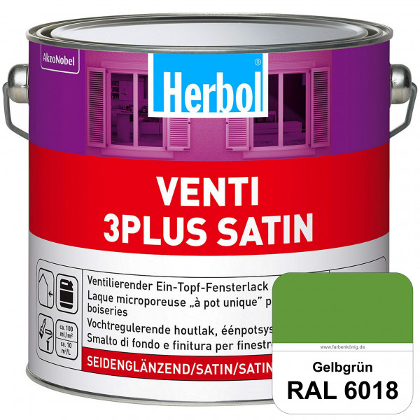Venti 3Plus Satin (RAL 6018 Gelbgrün) feuchtigkeitregulierender & seidenglänzender Ein-Topf-Fensterl