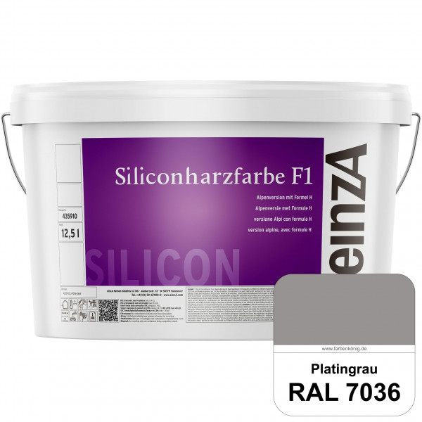 einzA Siliconharzfarbe F1 (RAL 7036 Platingrau) Universal Siliconharz-Fassadenfarbe, kalkmatt, wette