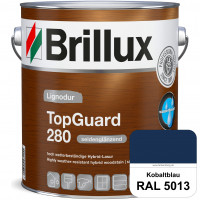 TopGuard 280 (RAL 5013 Kobaltblau) wasserbasierte, wetterbeständige und seidenglänzende Hybridlasur 