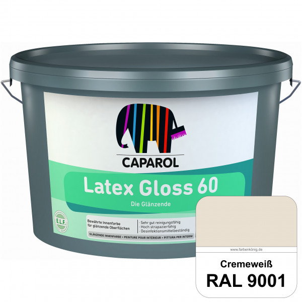 Latex Gloss 60 (RAL 9001 Cremeweiß) glänzende & hochstrapazierfähige Latexfarbe (Innen)